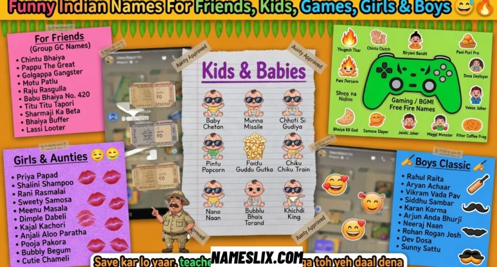 Funny Indian Names For Friends